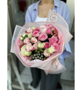 Vip Soft  pembe &beyaz karma buket 14910